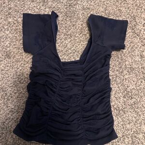 Intimately by Free People Navy Ruched Blouse